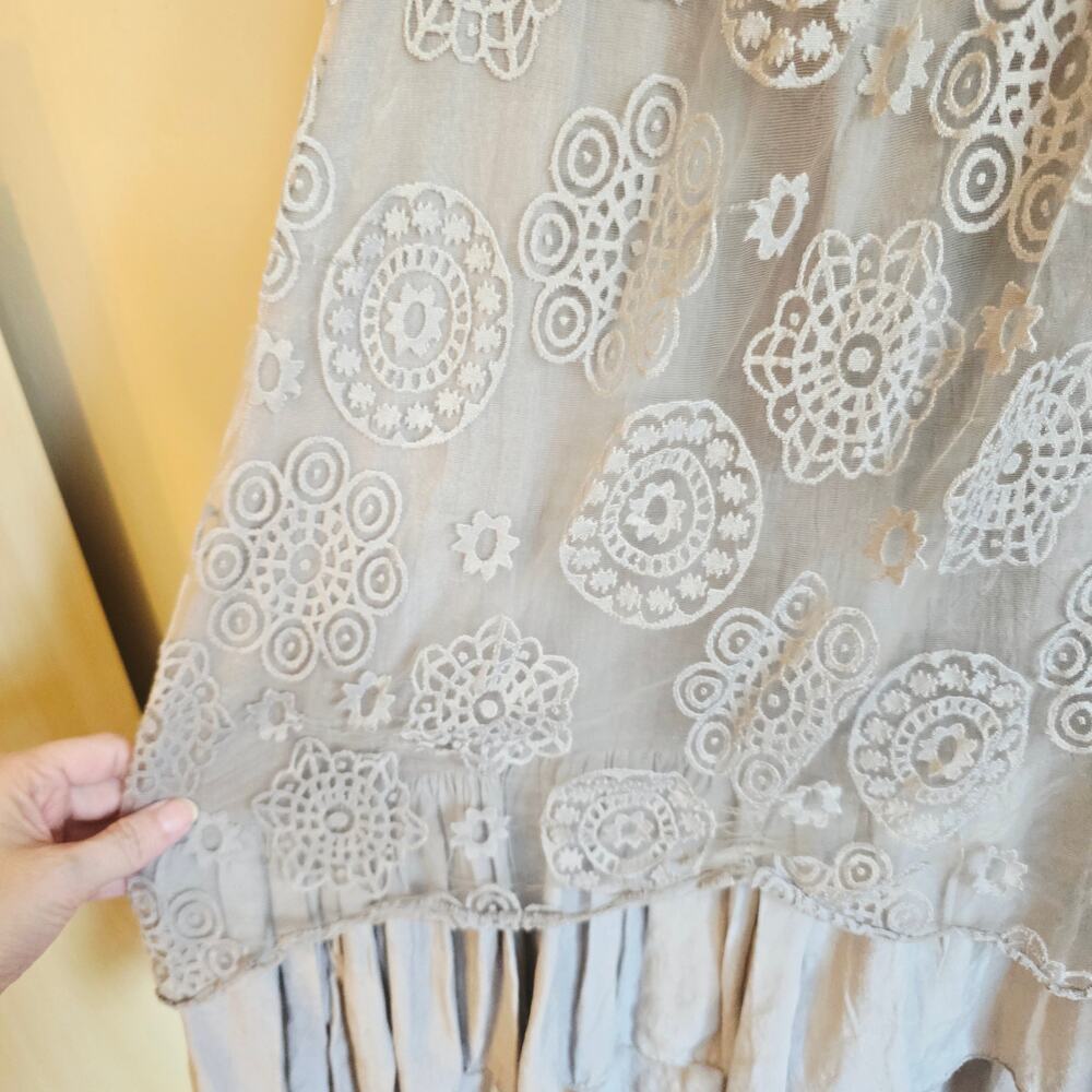 Italian gray lace tunic dress size os - Picture 3 of 5